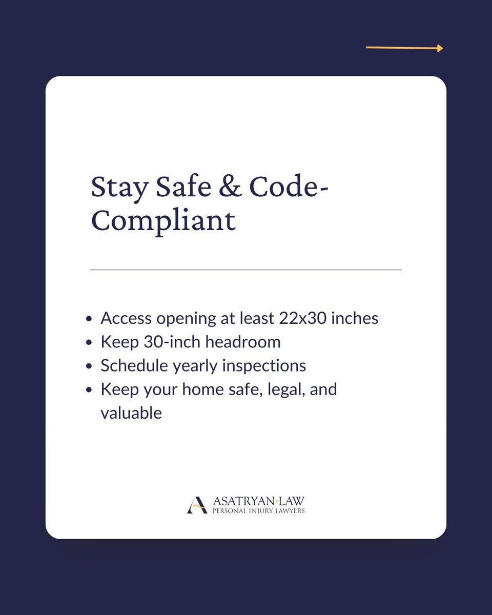 asatryanlaw's tweet image. Your attic could be hiding a code violation
Blocked or unsafe attic access can lead to huge fines and safety hazards.
Check your access points and schedule an inspection today.
#CaliforniaHomes #BuildingCode #HomeSafety #RealEstate #ConstructionLaw #CodeCompliance