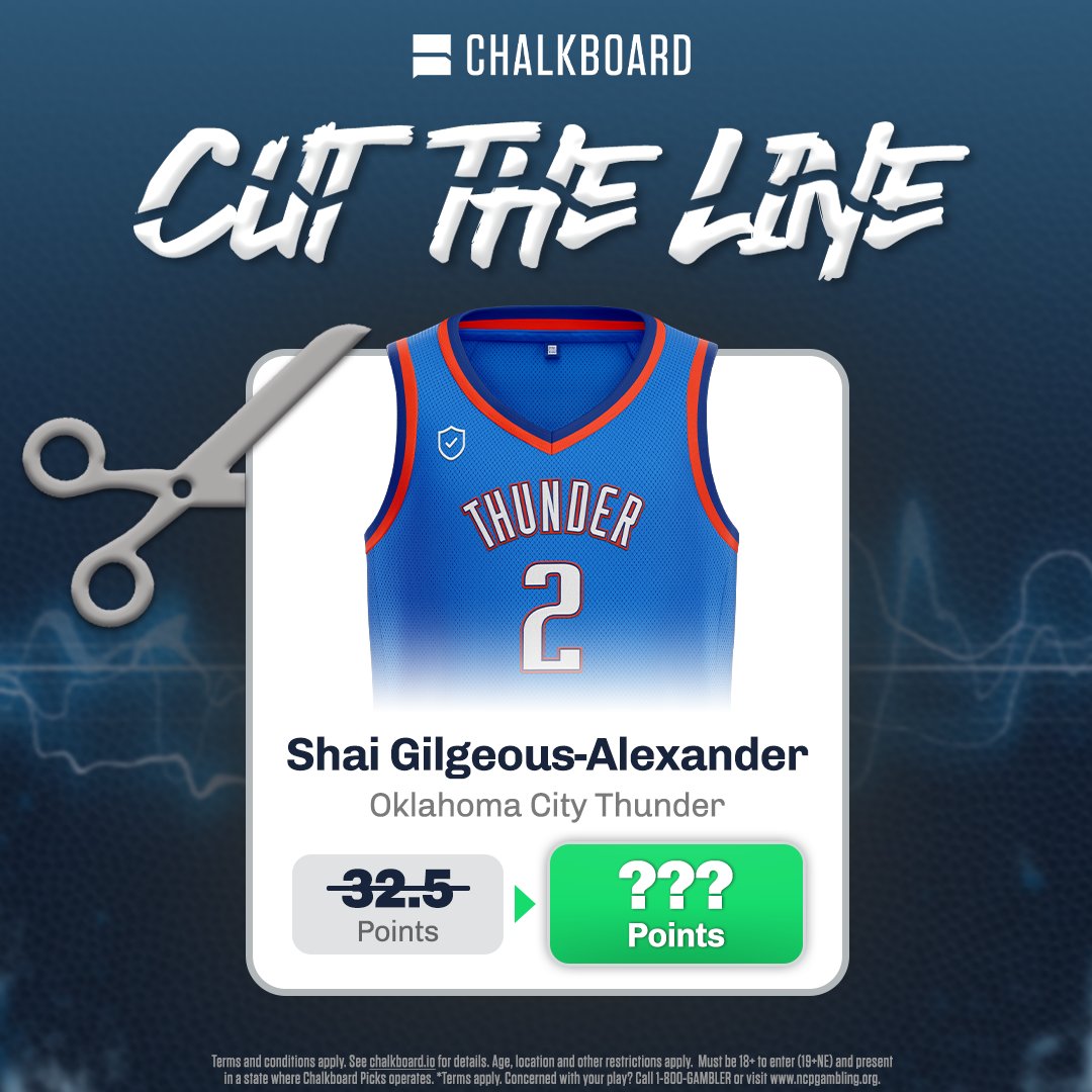 ✂️ CUT THE LINE ✂️   

For every 20 reposts, we'll drop SGA by 1 point for Opening Night! 🏀