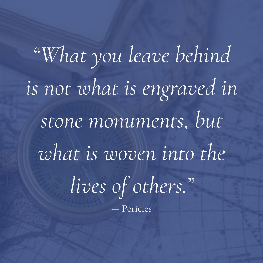 Otium_Legacy's tweet photo. "What you leave behind is not what is engraved in stone monuments, but what is woven into the lives of others." Pericles 

True legacy? It's the stories, not the stuff. Let us help you craft yours. #LegacyPlanning #OtiumLegacy https://t.co/Ojj2L8TQ3v