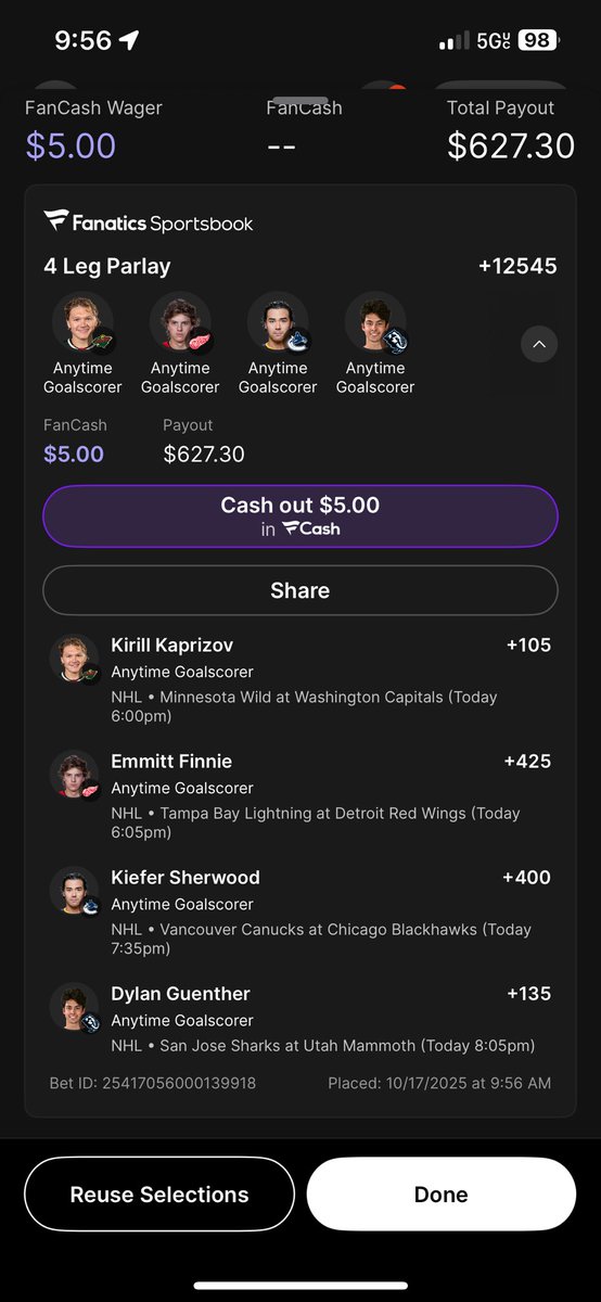 DMM2647's tweet image. If you had $5 in #FanCash, who are your anytime goal scorers for tonight? #gamblingx #fanaticsbook @FanaticsBook