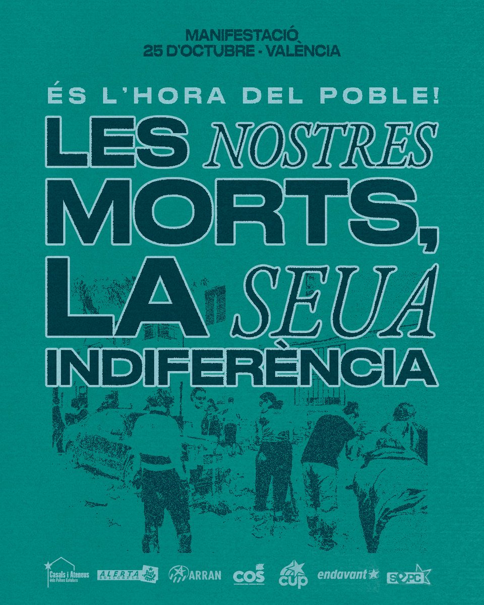 SEPC_nacional's tweet image. 💥 ÉS L&apos;HORA DEL POBLE

Una data: 25 d&apos;octubre
Una demanda: Fer caure tots els responsables de la nostra misèria.

Ens veiem als carrers de València en motiu de l&apos;aniversari de la riuada. El suport mutu i la força col·lectiva ens han fet arribar fins aquí, no ens quedarem enrere!