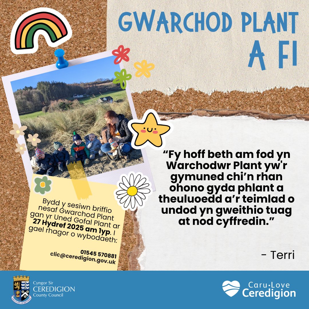 CSCeredigion's tweet image. ⭐ I ddarganfod mwy am Warchod Plant, cysylltwch gyda’r Uned Gofal Plant.
 
📣 Sesiynau Briffio Gwarchod Plant sy’n dod lan:
Dydd Llun 27/10/2025 1:00yp.
Dydd Mawrth 25/11/2025 7:00yh.
 
I gael rhagor o wybodaeth 👇
📞 01545 570881
✉️ clic@ceredigion.gov.uk