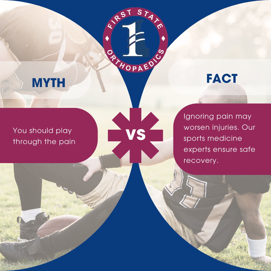 DelBoneDocs's tweet image. Myth: You should play through the pain. Fact: Ignoring pain may worsen injuries. Our sports medicine experts ensure safe recovery.

#OASD #OrthoSurgeon #BoneDocs