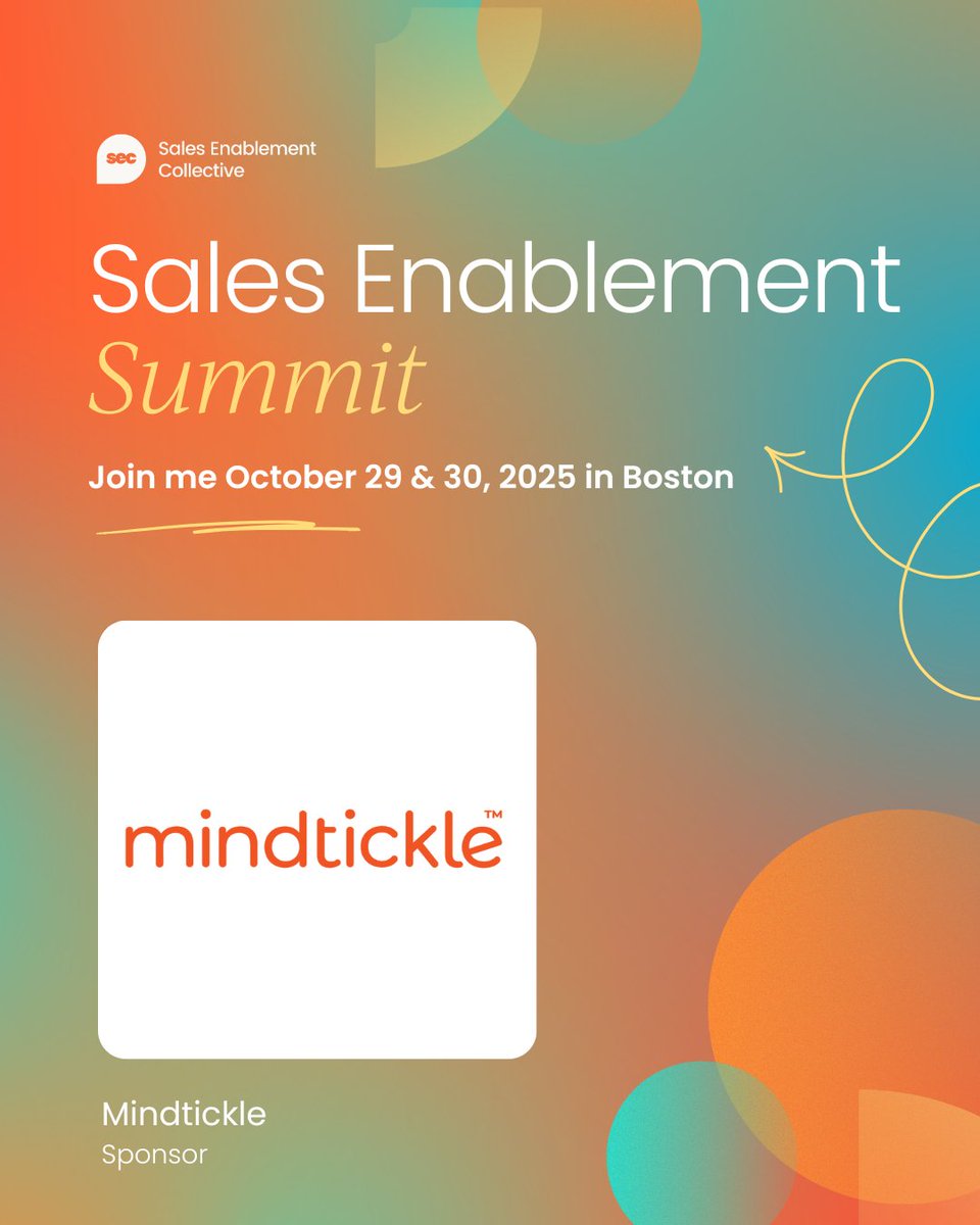 We’re heading to Boston for the Enablement Summit (Oct 29–30)! 🔥
We’re excited about:
 ✅ Turning enablement into real business impact
 🎯 Leveling up with AI + automation
 🤝 Connecting with the best in the biz
 👉 Use code mindtickle20 for 20% off: okt.to/NoGaJy