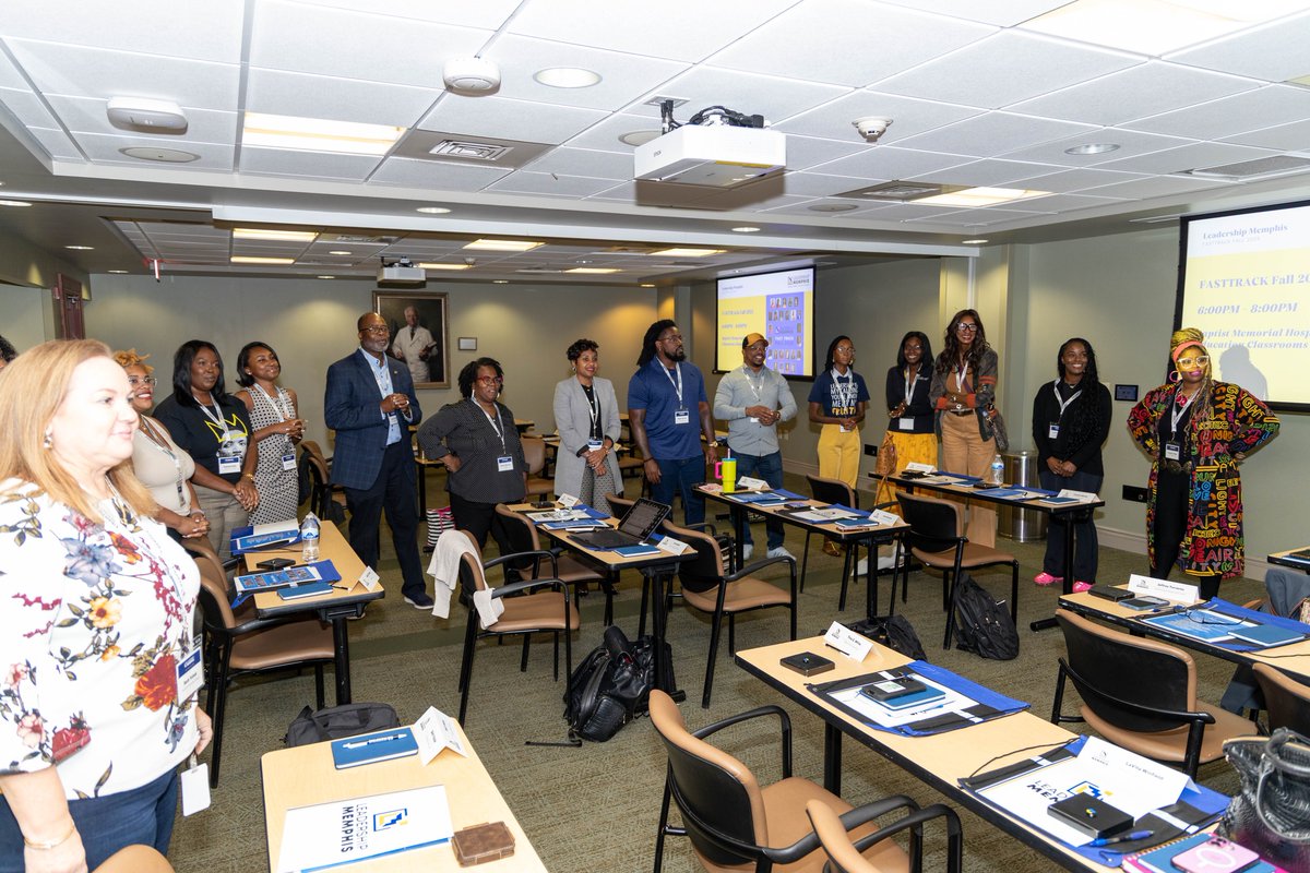 VolunteerMEM's tweet photo. We love seeing the cohort make new connections! Check out more photos from FastTrack Fall 2025 Opening retreat by visiting the link in the bio! #LeadershipMemphis #FastTrack https://t.co/D5g0FIWsXS