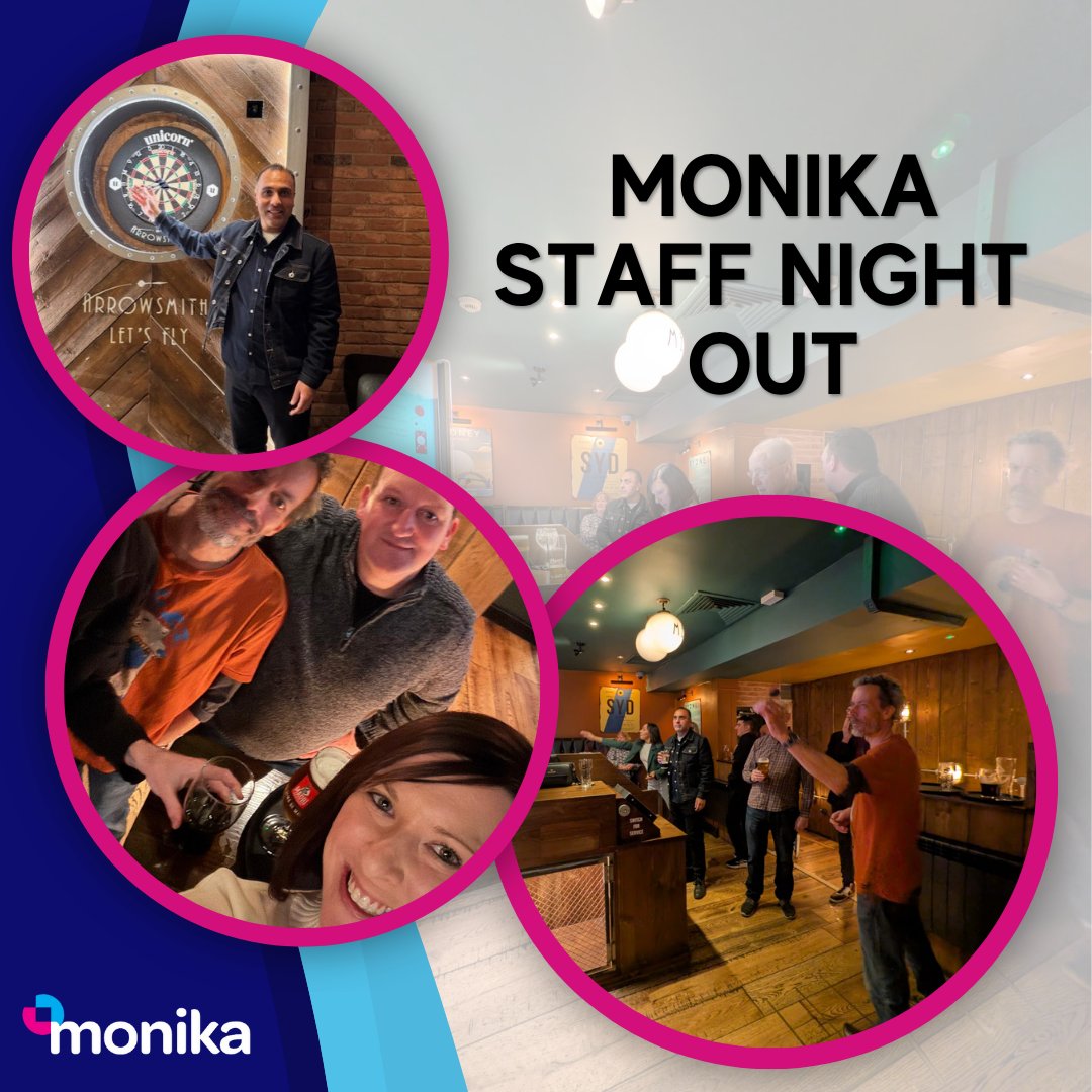Happy Friday! 

Last week, the Monika team took a trip to our local Arrowsmiths to play some darts 🎯 Some fantastic throwing, and great company!