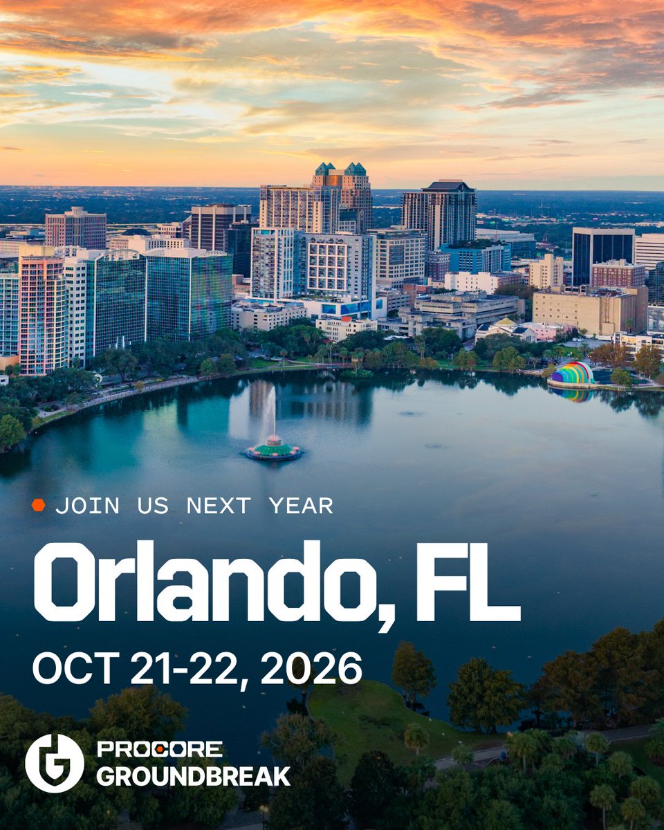 procoretech's tweet image. Your ideas, your energy, and your commitment to building better is what makes Groundbreak so special.
Mark your calendars — we'll meet you October 21-22, 2026 in Orlando!