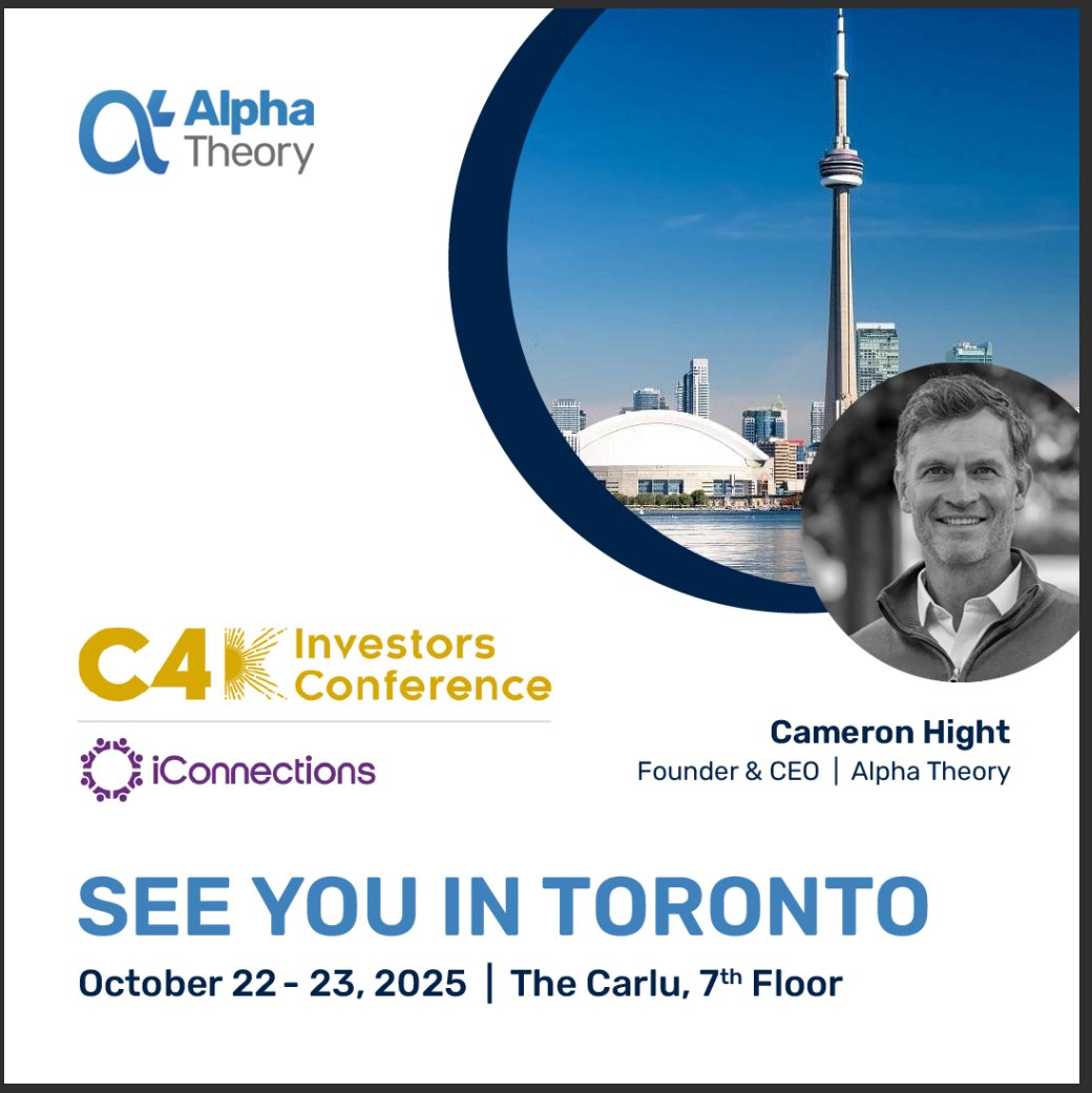 Alpha_Theory's tweet photo. @CameronHight  will be attending the 12th Annual Capitalize for Kids Investors Conference in Toronto!

If you’re attending, connect with Cam to pick his brain on the latest trends in FinTech, Hedge Funds and position sizing!

Click HERE to meet with Cam:
https://t.co/NF3lnl6xnV https://t.co/x9Mdl5pNBs