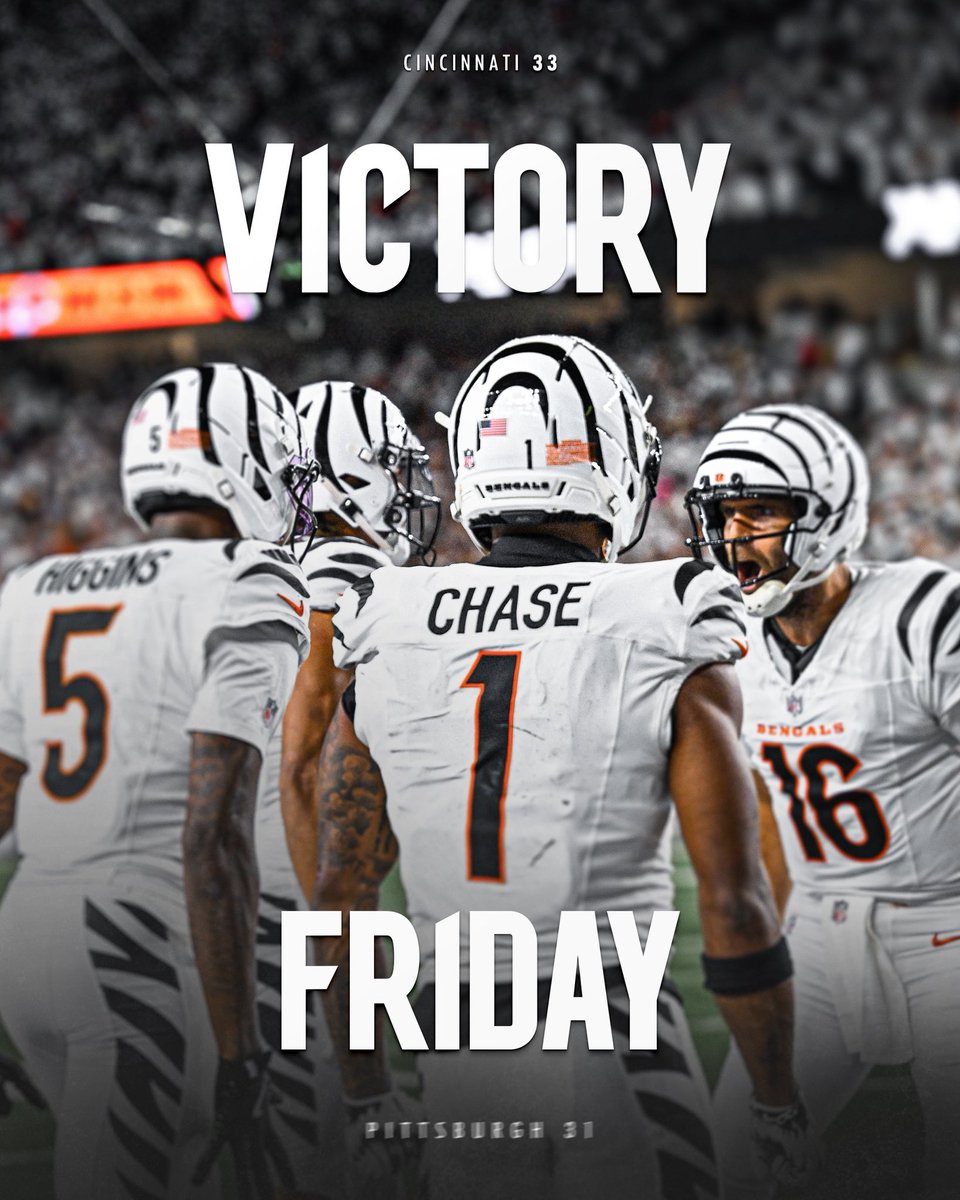 Bengals's tweet photo. Victory Friday > Regular Friday. https://t.co/9dmQxpGFhV