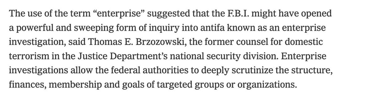 I've pointed this out since the EO on Antifa, but I believe this New York Times piece is the first time I've heard anyone acknowledge this in the mainstream media
