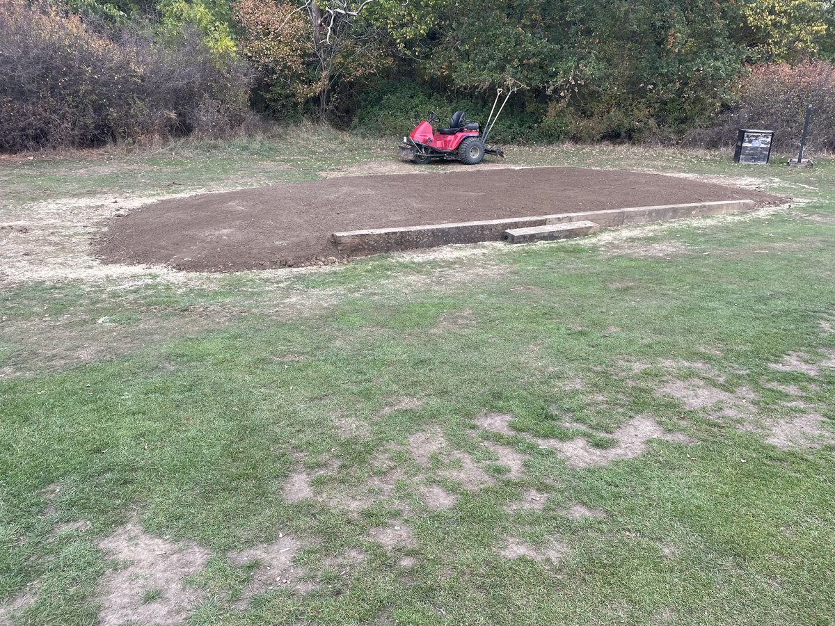 Another tee knocked out with our  custom irrigation put in at the 8th 2 more tees sections to put irrigation in here and what it will give us is 3 different teeing areas for the medal and yellow tees ⚪️🟡 just some finishing touches left path leading to@the tee and new winter mat