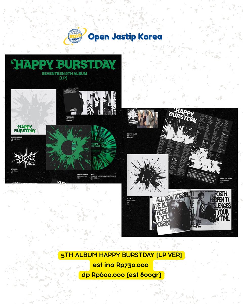 hellokfans's tweet photo. Open Jastip
SEVENTEEN HAPPY BURTSDAY 1st LP Album 

📍Bandung
✅emstax
Pengiriman via Shopee

#jualalbumkpop #jastipalbum #albumkpop #albumseventeen
#SEVENTEEN #carat #seventeen_happyburstday https://t.co/yIqceWsRgM