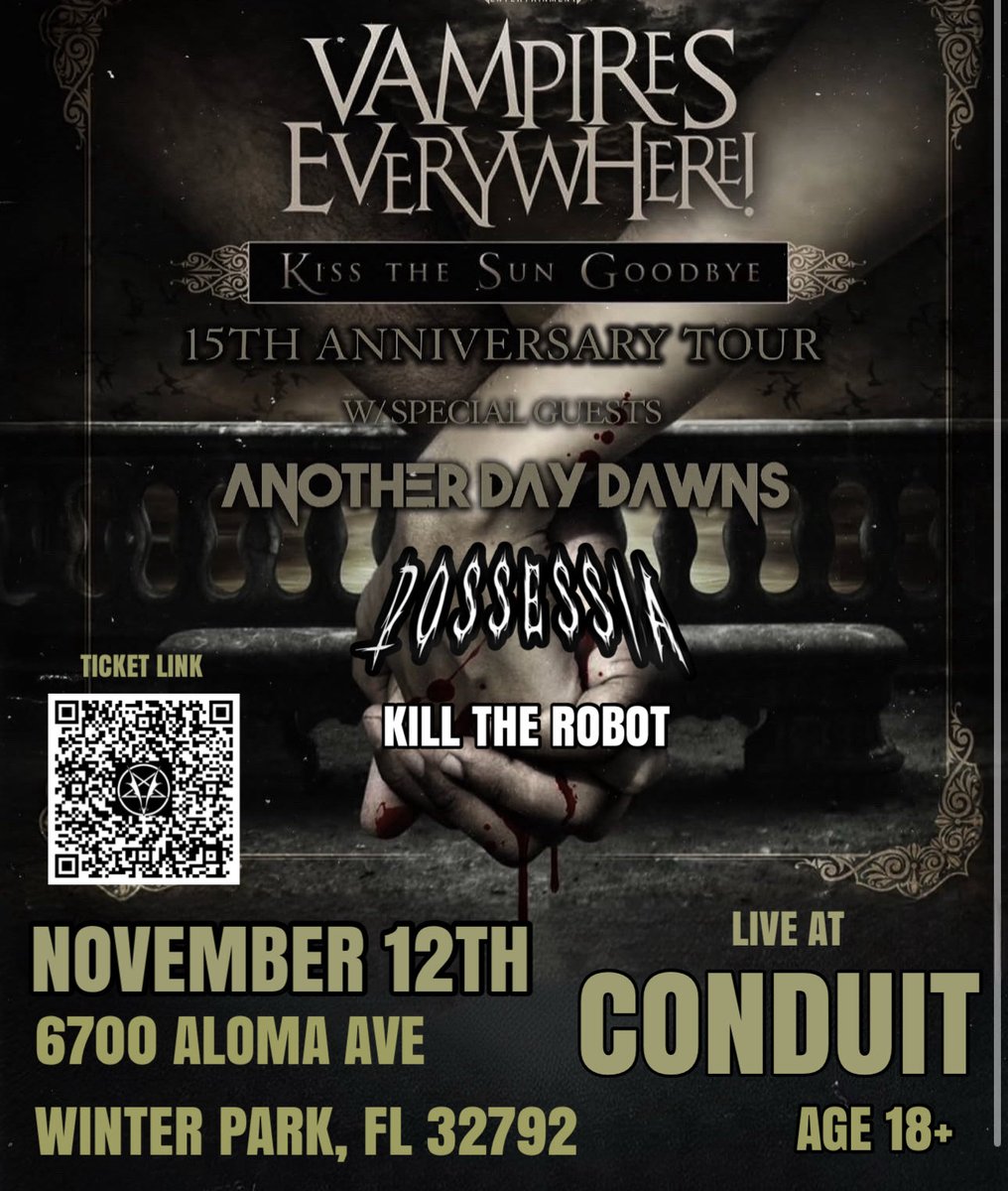 ktr_mgmt's tweet image. If you’re in the Tampa or Orlando area in November, come check us out at these upcoming shows.
• CONDUIT in Winter Park on the 12th
• CROWBAR in Ybor City on the 13th
#killtherobot In support of #elizabethrose #anotherdaydawns #vampireseverywhere