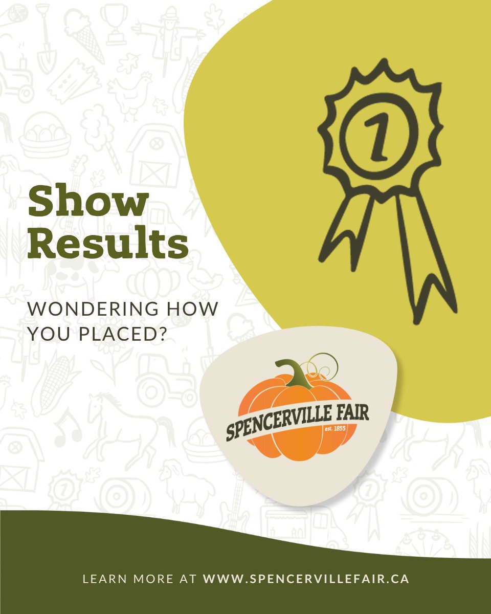 SHOW RESULTS ARE IN!

Were you wondering how you placed at the 170th Spencerville Fair? The wait is officially over, results are now live on our website!

See all the results here: spencervillefair.ca