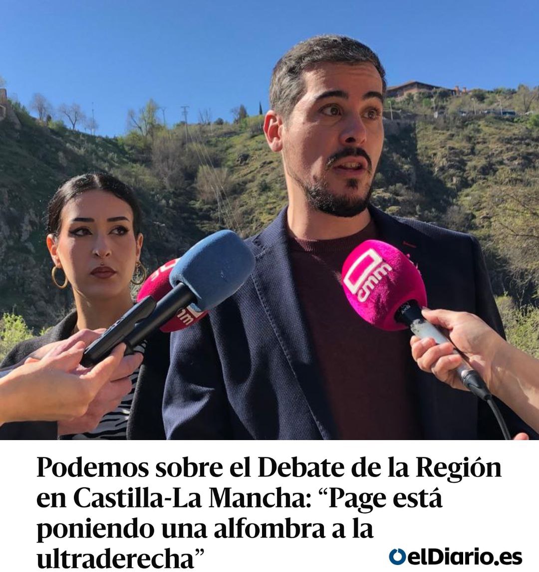 Esta es la verdadera realidad de Castilla-La Mancha: seis años de recortes y privatizaciones desde que Podemos no está en el gobierno y las instituciones. Page imitando al PP y poniendo una alfombra roja a la ultraderecha con sus políticas y discursos. En 2027 vuelve la izquierda