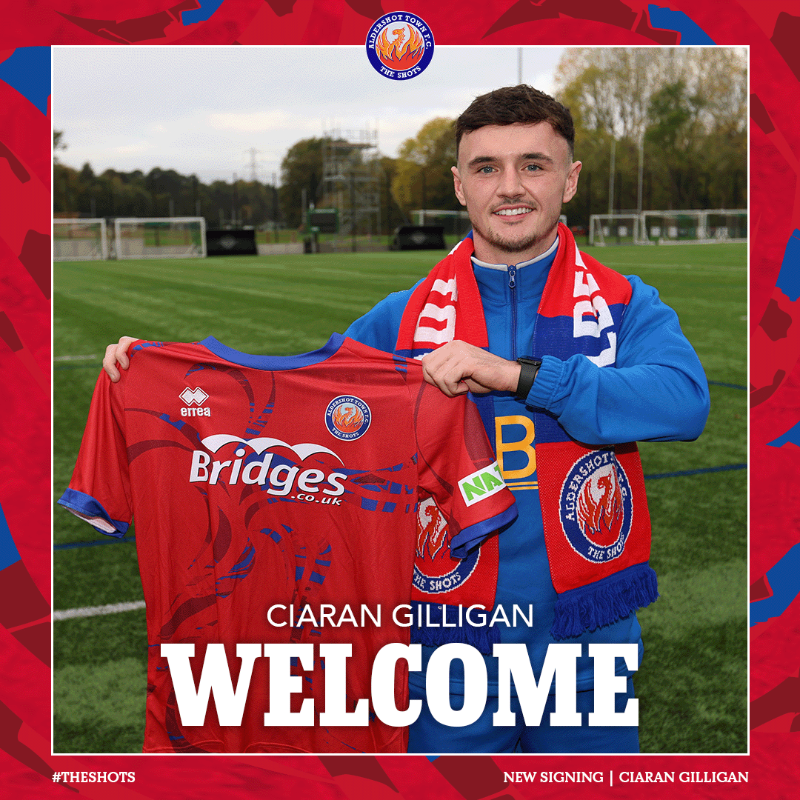 OfficialShots's tweet photo. We're delighted to confirm the signing of energetic midfielder, Ciaran Gilligan, on loan from Burton Albion 🤝

Welcome to The Shots, Gilly 👊
