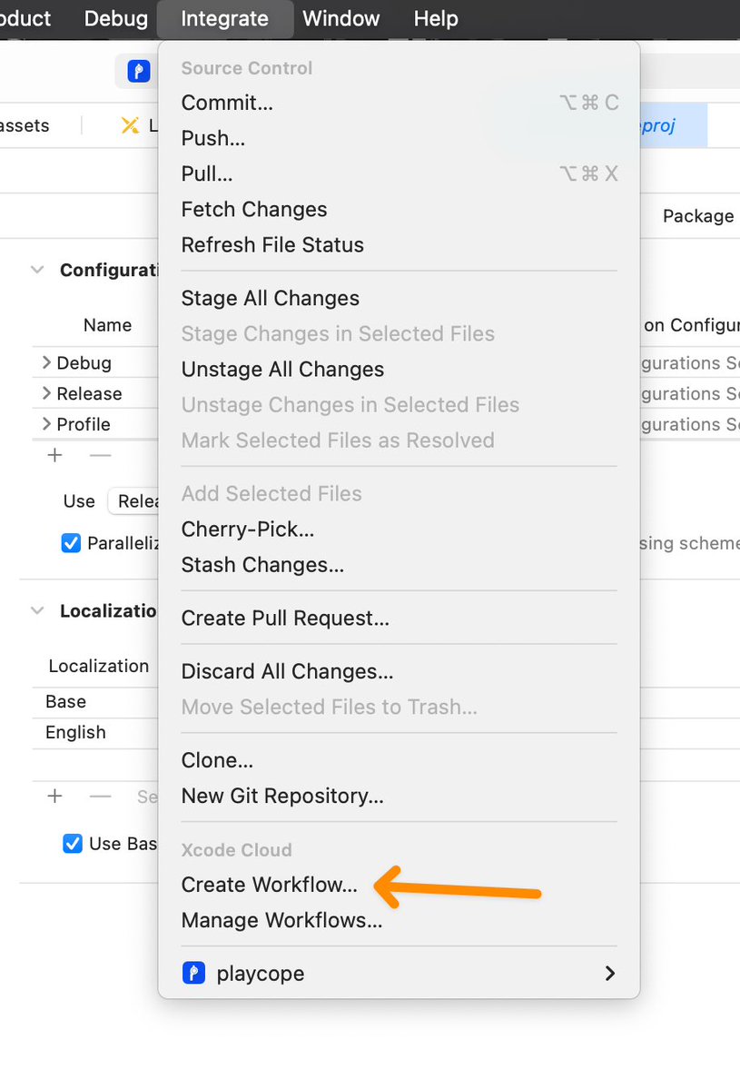 rsty_rafe's tweet image. This works with your Github workflow so when you push to main for example it runs a build and releases it to TestFlight. It’s free. It’s on the Xcode app. 

You’ll have to setup a post clone script tho. 

docs.flutter.dev/deployment/cd#… (check here for script just copy paste)