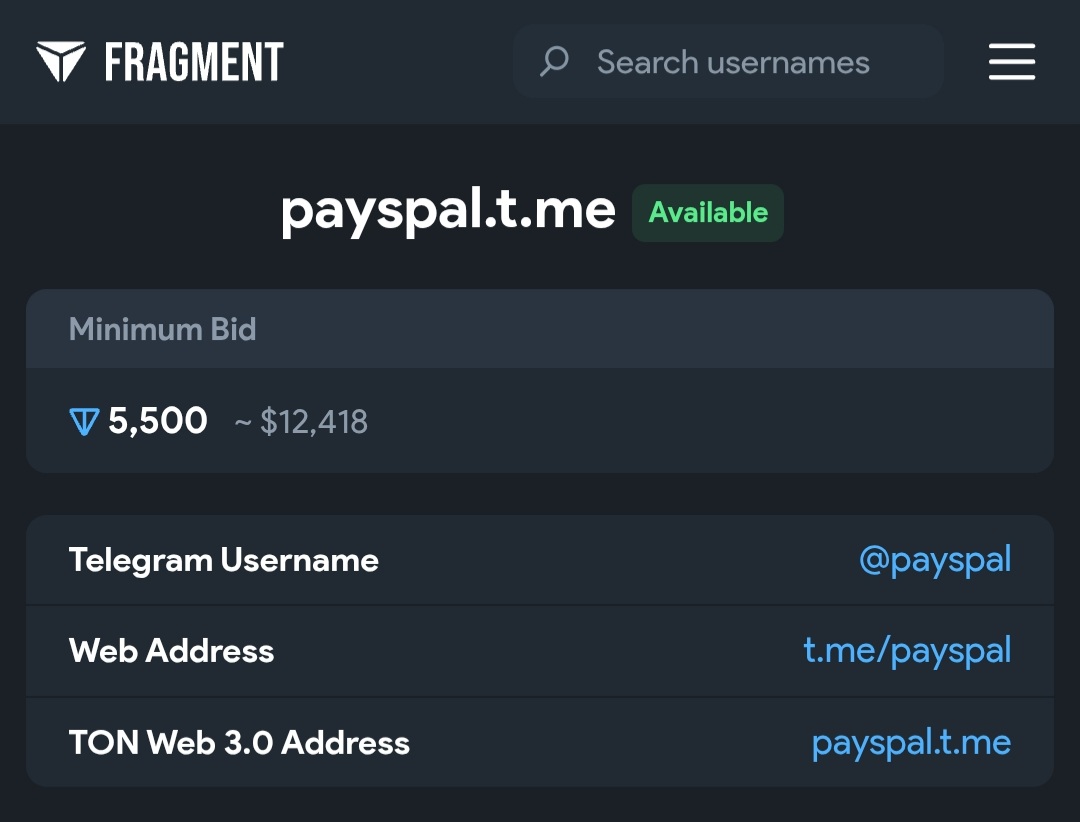 Napkin66's tweet photo. I'll keep hitting the same target until I find an interested buyer. For you, a memorable username, and for me, money that I'll invest in a very interesting project. The username @payspal is still for sale👉👈
#crypto #nft #telegram #username #fragment #sale #Web3Community https://t.co/kr6RFETCa3