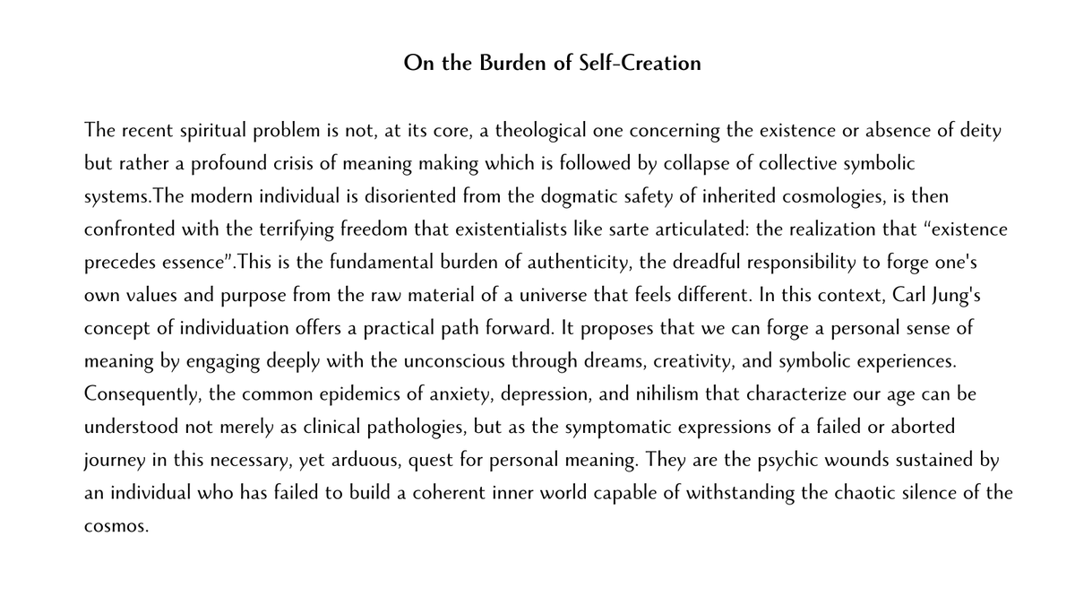 My thoughts on burden of self creation