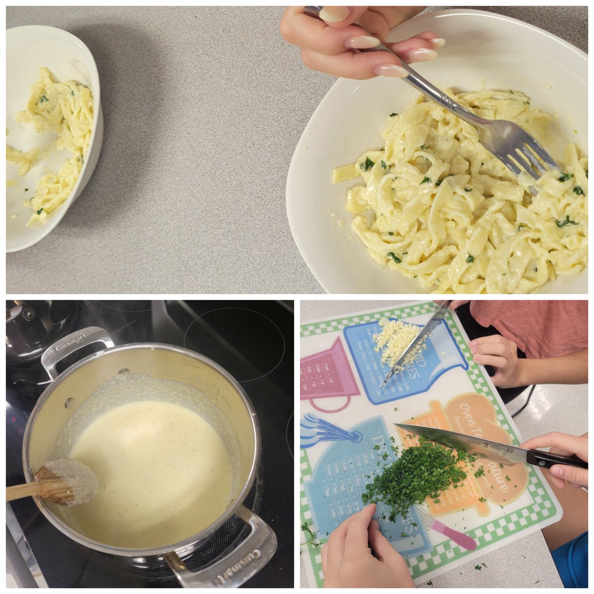 Anderson_FCS's tweet image. The homemade pasta and Alfredo took a few days,  but it&apos;s definitely worth it - so good!!

Also, I asked my student aide to walk around and take pictures (because I&apos;m not very good at that), and I found the last picture on my phone.

#CookingClass #LoveMyStudents #AHSisFamily