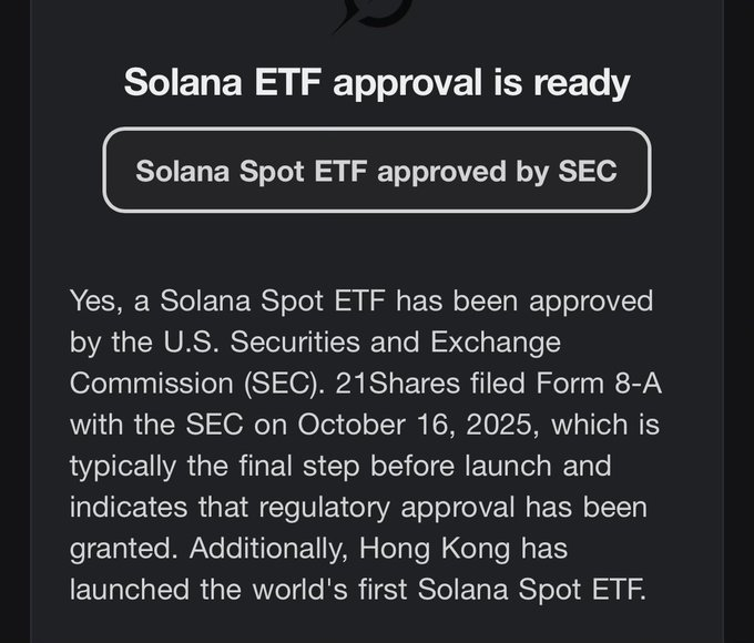 Hold on a second - a $Solana Spot ETF was approved!

The Govt is shutdown......

Will the $XRP ETF be approved tomorrow or as early as Monday?