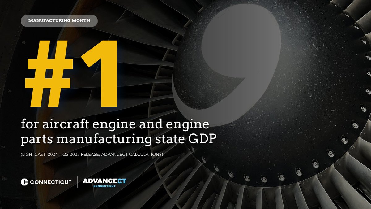 Advance_CT's tweet photo. ✈️ Connecticut’s aerospace industry is built on precision, talent, and innovation — fueling the future of flight.
#ManufacturingMonth #Aerospace #MadeInCT #Connecticut https://t.co/TnmiMNgz1J