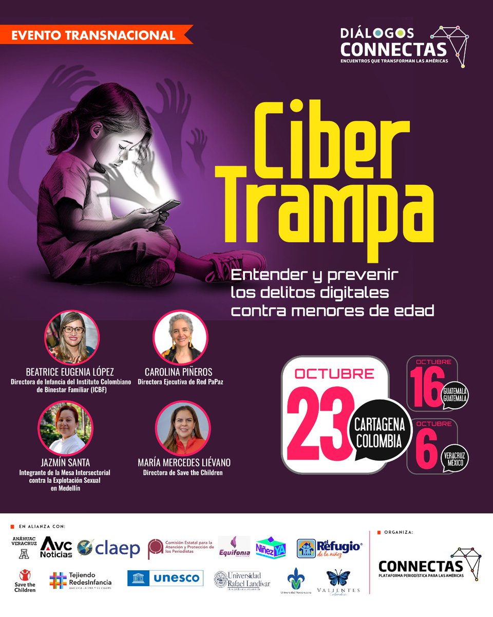 #DiálogosCONNECTAS | 🗣️ ¿Periodista, activista o funcionario? Tu voz cuenta para proteger a la niñez en línea.

Acompáñanos en esta conversación el 23 de octubre a las  5:15 p. m. en Cartagena. 🇨🇴

Asegura tu lugar aquí.⏬
connectas.org/eventos/ciber-…