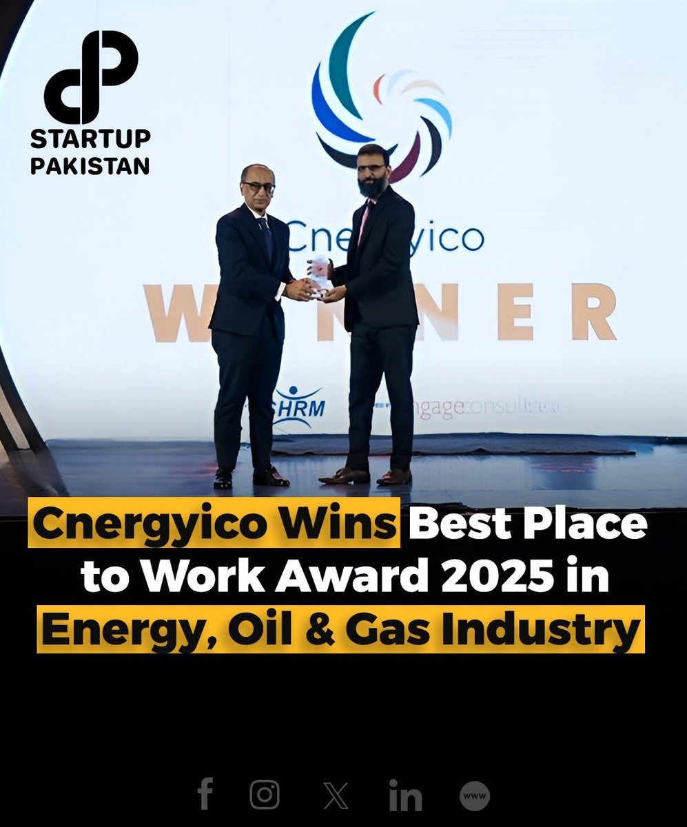 PakStartup's tweet image. Cnergyico Pk Limited has been recognized for its continued commitment to people development and workplace excellence.

🏆 Best Place to Work 2025 – Energy, Oil &amp;amp; Gas Industry Category, awarded by PSHRM &amp;amp; Engage Consulting

#Cnergyico #Byco #BestPlaceToWork