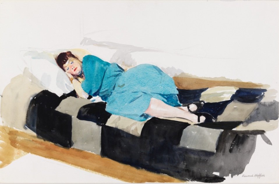 ahistoryinart's tweet photo. Edward Hopper's picture is of his wife Jo in 1924, the year they married. In the same year, a New York Times review of a group show at the Brooklyn Museum singled her work out for praise over that of Georgia O'Keeffe and John Singer Sargent. https://t.co/LoxIiqF22R