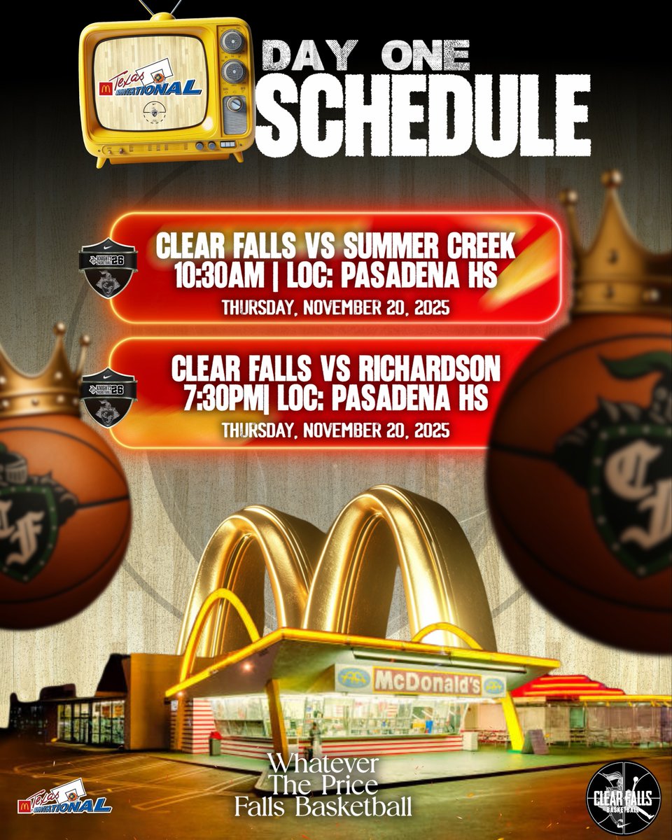 DAY 1 <a href="/TXInvitational/">McDonald's Texas Invitational Basketball Tourney.</a> 
KNIGHTS BASKETBALL ⚔️