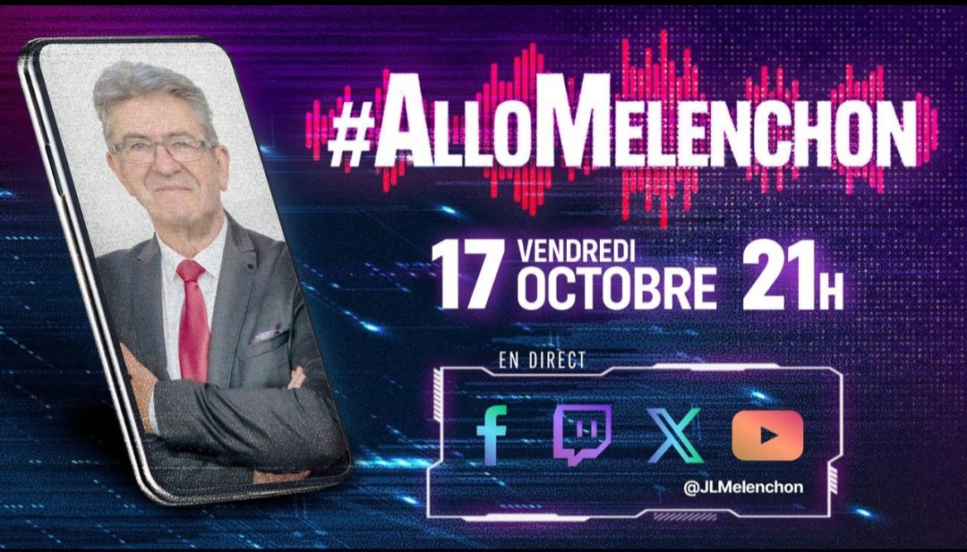 StJuste66438315's tweet photo. 🙂
 ☎️ #Allô #TortueSagace 🐢
        #AlloMelenchon 
Vendredi 17 octobre à 21h 
Sur #Twitch 
Il répondra a nos questions suite a la non-censure #Lecornu 
Ce soir je #Twitche 😊
https://t.co/F4OsLwDzcf https://t.co/JjyHRnLPCv