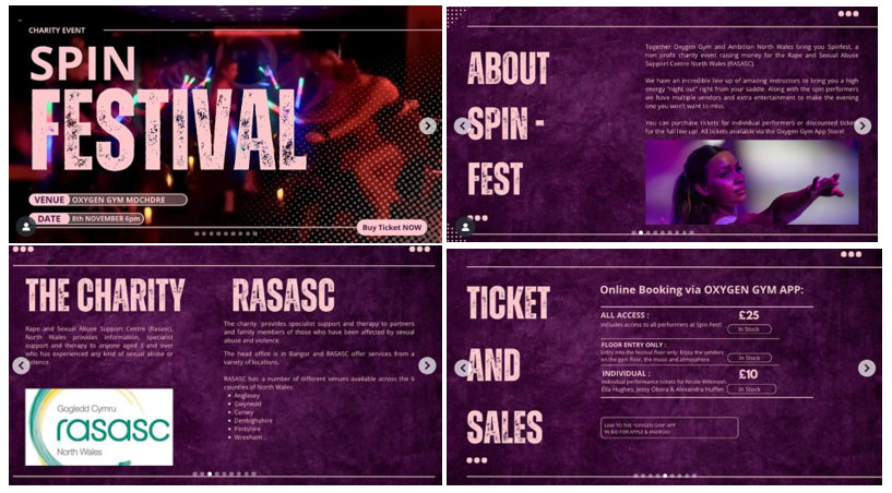 🚴🏼‍♀️SPINFEST er budd <a href="/RasascNW/">Rasasc GC / NW</a> 🎉
🤩Diolch i Oxygen Gym Gym a Ffit Conwy 
Y manylion⬇️
 📆 Dydd Sadwrn, Tachwedd 8fed 
⏰ 5:30pm am 6:00pm 
🎟️ Tocynnau ar gael trwy Ap Oxygen Gym 
Apple👉ow.ly/uuKc50XawqZ 
Android👉ow.ly/hi4N50XawqX 
Insta 👉ow.ly/vSN250Xawr2