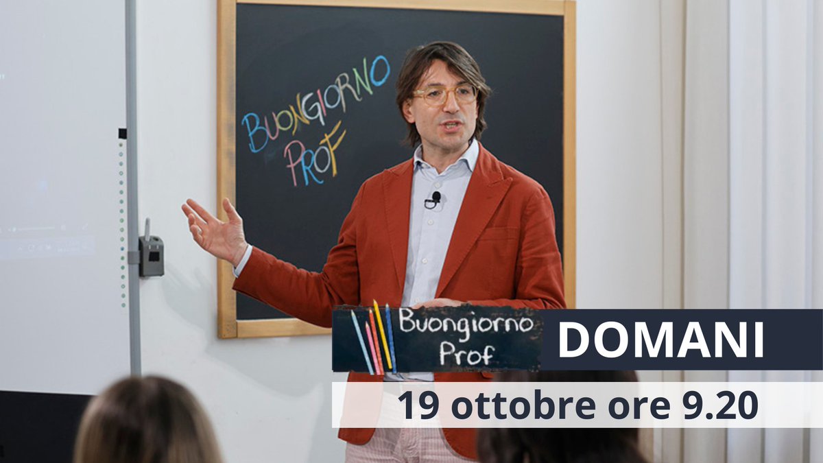 TV2000it's tweet photo. Domani #19ottobre alle ore 9.20 su #Tv2000 la nuova stagione di @proftv2000
🏫Nuova scuola: Istituto Sant’Apollinare di Roma
@diocesidiroma
👨🏫Nuovo prof: Pierluigi Pavone
10 anni di dialoghi con i ragazzi, che toccano anche quest'anno temi importanti come le #sfide del nostro tempo, le #guerre e i #social.
Tutti in classe!