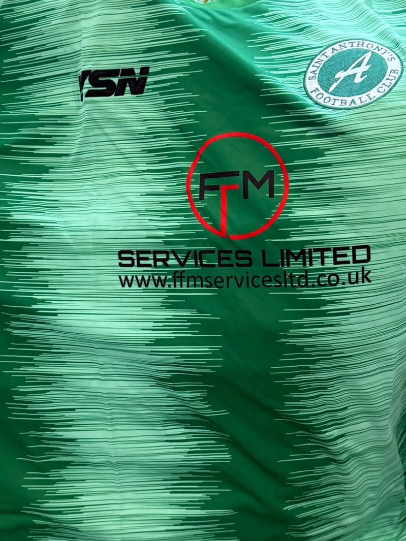 SaintAnthonysFC's tweet photo. Big thanks to FFM Services for the sponsorship of our new matchday run out tops which will make their debut tomorrow for our trip to @ArdeerThistleFC #SnapSponsorship #FFMServices #ItsaFFMAntsThing https://t.co/zJoXnTg3cK