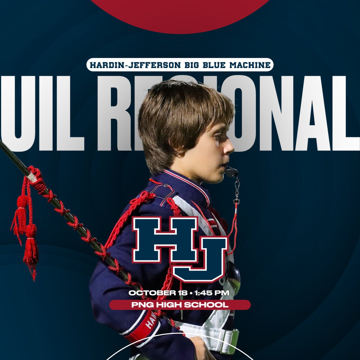 We hope you’ll join us Saturday, October 18 at PNG High School as the Big Blue Machine takes the field for the UIL Regional Marching Contest! 

Hardin-Jefferson is scheduled to perform at 1:45 PM.
Admission is $7 at the gate.

Come out and cheer on our incredible band!