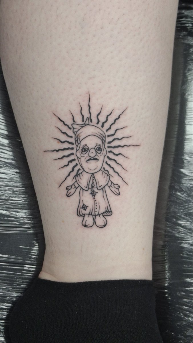 CursedCardi's tweet photo. Jokes on me for saying I didn't want a grucifix tattoo and then plushia being like bet, bitch, here's two hoor. Anyway, shit post too close the sun, and here is plushia in all his glory. Because he is... he's the shining and the light. https://t.co/QBjnHzs2Ik