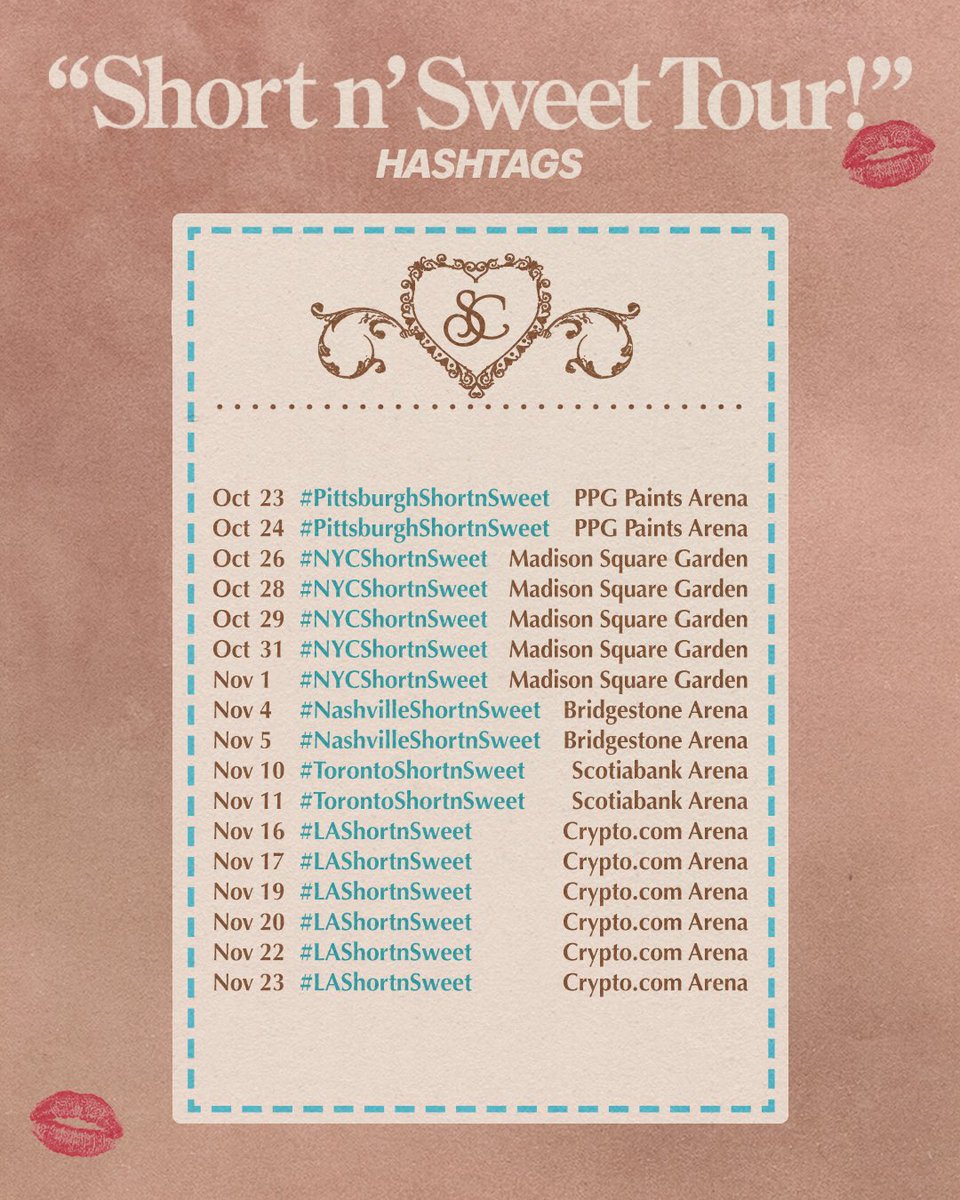 use ur #shortnsweettour show hashtags so we can find u ;)