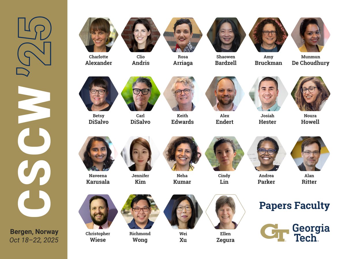 gtcomputing's tweet image. We&apos;re getting ready for @ACM_CSCW 25 ahead of next week&apos;s program (Oct. 20-22)! Check out our visual analysis 📊 of all 573 papers!

Stick around and meet Tech&apos;s paper experts (60 total) with 22 faculty, led by the College of Computing. 

Explore now 🔗: sites.gatech.edu/research/spotl…