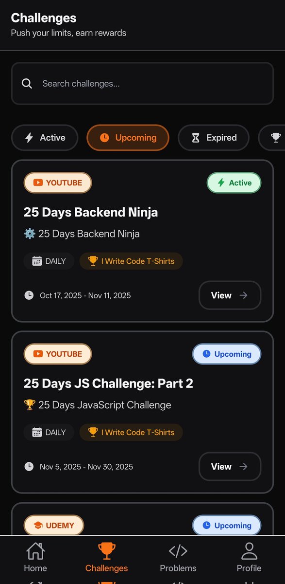 Lakshcode's tweet image. Day 8 of js series ✅
Day 1 of react series ✅
Day 1 of BE series ✅
@ChaiCodeHQ @Hiteshdotcom - Backend ninja is active but not showing up in the active tab . Also can you please add 'Pin' or 'Your active series' feature so that we can have our started challenges on home