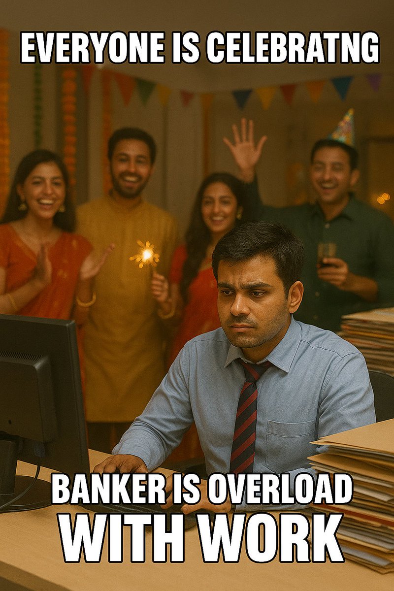 “जब सब दीवाली की मिठास बाँट रहे होते हैं, बैंकर्स अगले दिन बैलेंस शीट में उलझे होते हैं! 🍬💻
हम भी इंसान हैं, मशीन नहीं — #21KoChhuttiDoYogiJi 🙏
#DiwaliForBankers <a href="/CMOfficeUP/">CM Office, GoUP</a> <a href="/myogiadityanath/">Yogi Adityanath</a>