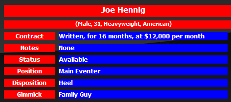 welcome back Joe Hennig