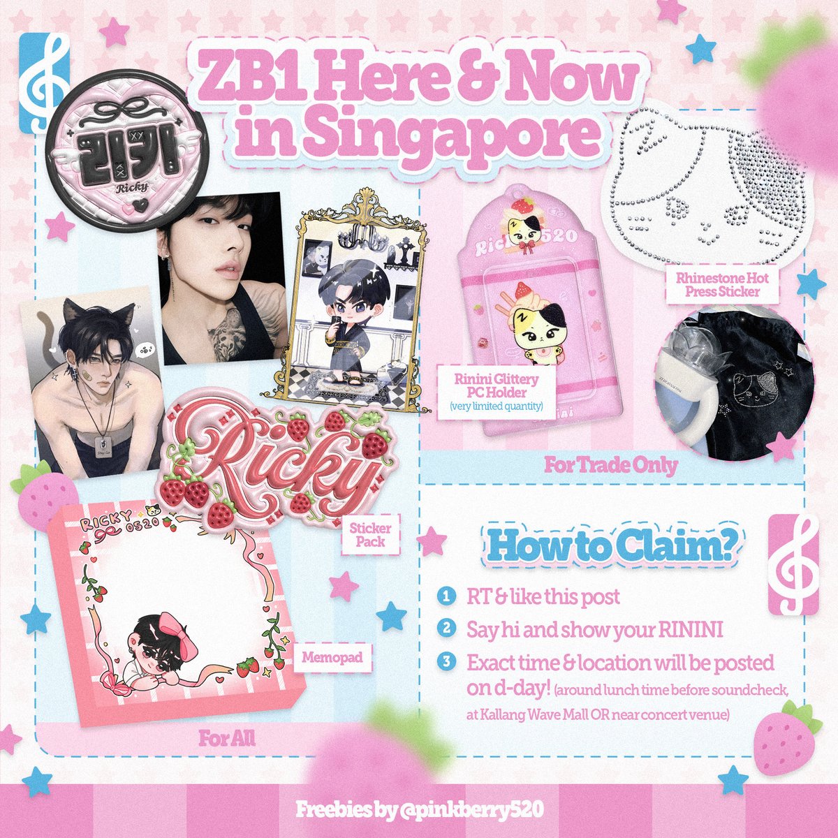 pinkberry520's tweet image. ₊˚⊹𐙚 ₊ ZB1 HERE &amp;amp; NOW in Singapore ₊˚⊹𐙚 ₊
            freebies by @pinkberry520 ʚ🍓ɞ

♡ likes and rts are appreciated ♡
˗ˏˋ ꒰ ✉︎ ꒱ ˎˊ˗  DM for trade (selective)

#ZB1inSG #ZEROBASEONEinSG #ZEROBASEONEinSINGAPORE
