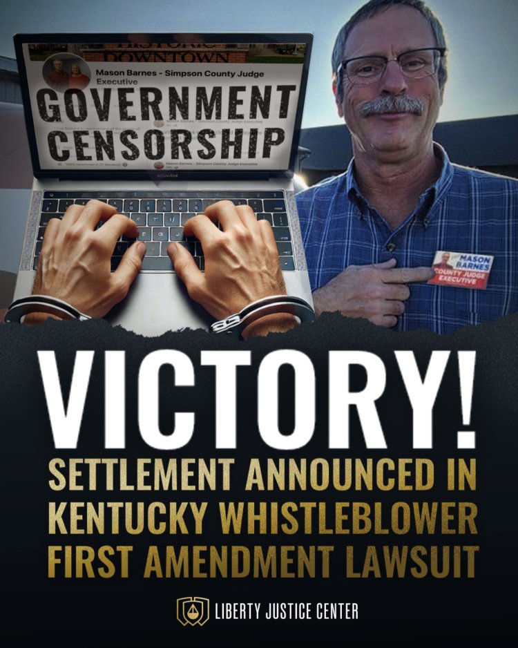 LJCenter's tweet photo. When Kentucky whistleblower Joel Peyton spoke out about unethical behavior in local government, an elected official tried to silence him online. We fought back—and WON.
🗣️ This #FreeSpeechWeek, help us to continue to stand up to the speech police.
👉 https://t.co/opgkXY1a7l https://t.co/o663ldXkHj