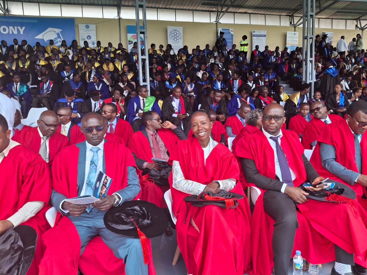 Uni_Rwanda's tweet photo. THE UR FAMILY — UNITED IN ACHIEVEMENT

All who graduated today are part of the University of Rwanda community — a family of students, staff, alumni, partners, well-wishers, and future entrants.

Special recognition to Dr. Pascal Hategekimana, Dr. Agnes Gatarayiha, and Dr. Pierre Celestin Bimenyimana, among the 35 PhD graduates honored today. Congratulations 🎉.
