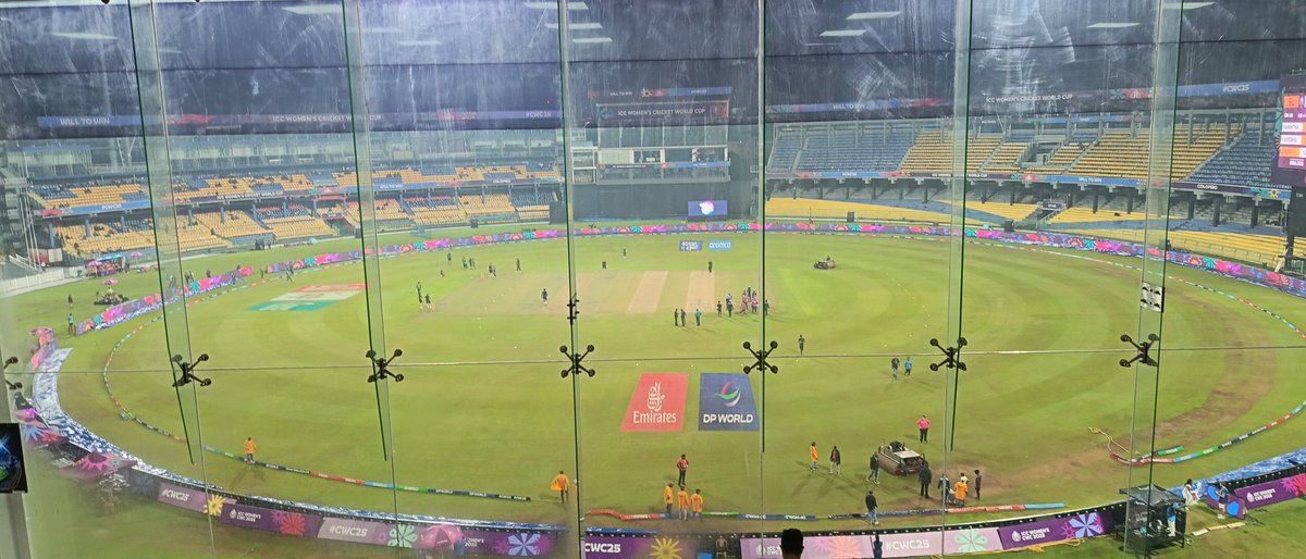 Prasanrod's tweet photo. Cleared!

20 over game n match to resume at 9.10 pm.

#SLvsSA #CWC25 #WCWC25 https://t.co/Vy9a9uwaiD