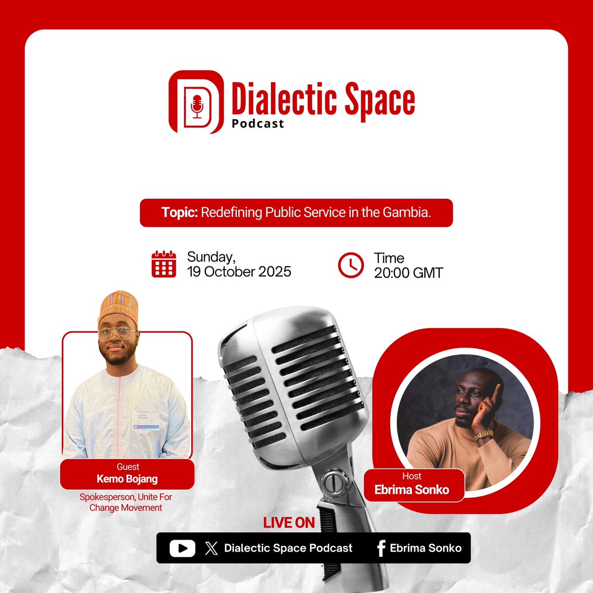 Been a long time coming. Finally, will be talking to my good friend <a href="/kemo_bojang/">Kemo Bojang 🇬🇲</a> on the podcast this coming Sunday- Dialectic Space. Be sure to subscribe to your YouTube channel and join the conversation!
