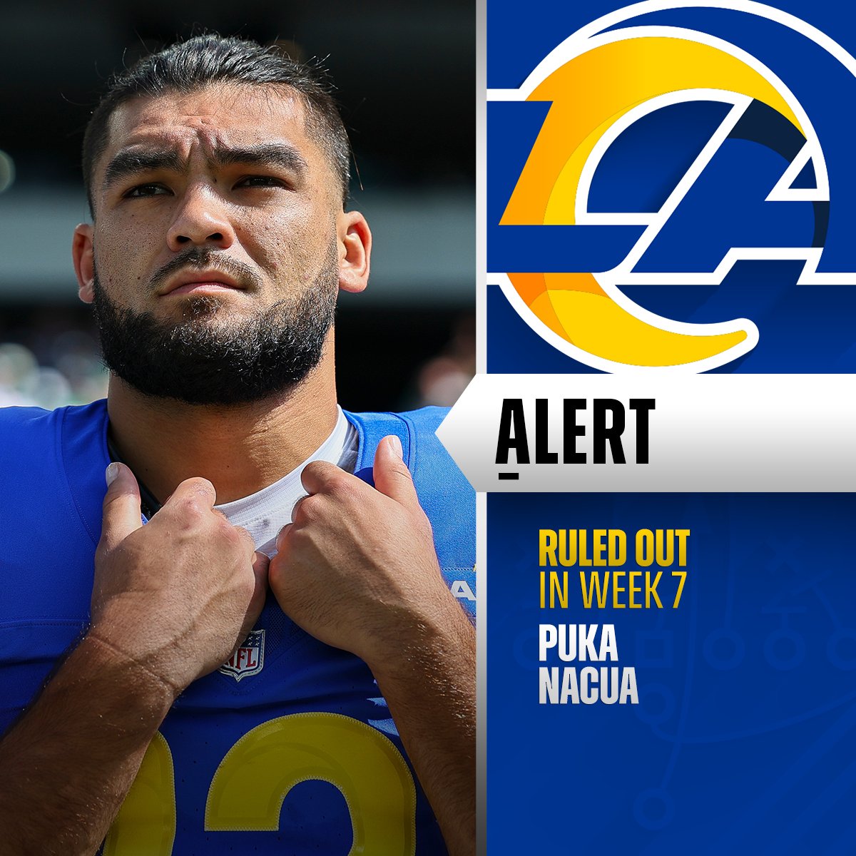 Rams WR Puka Nacua (ankle) out Sunday vs Jaguars. 