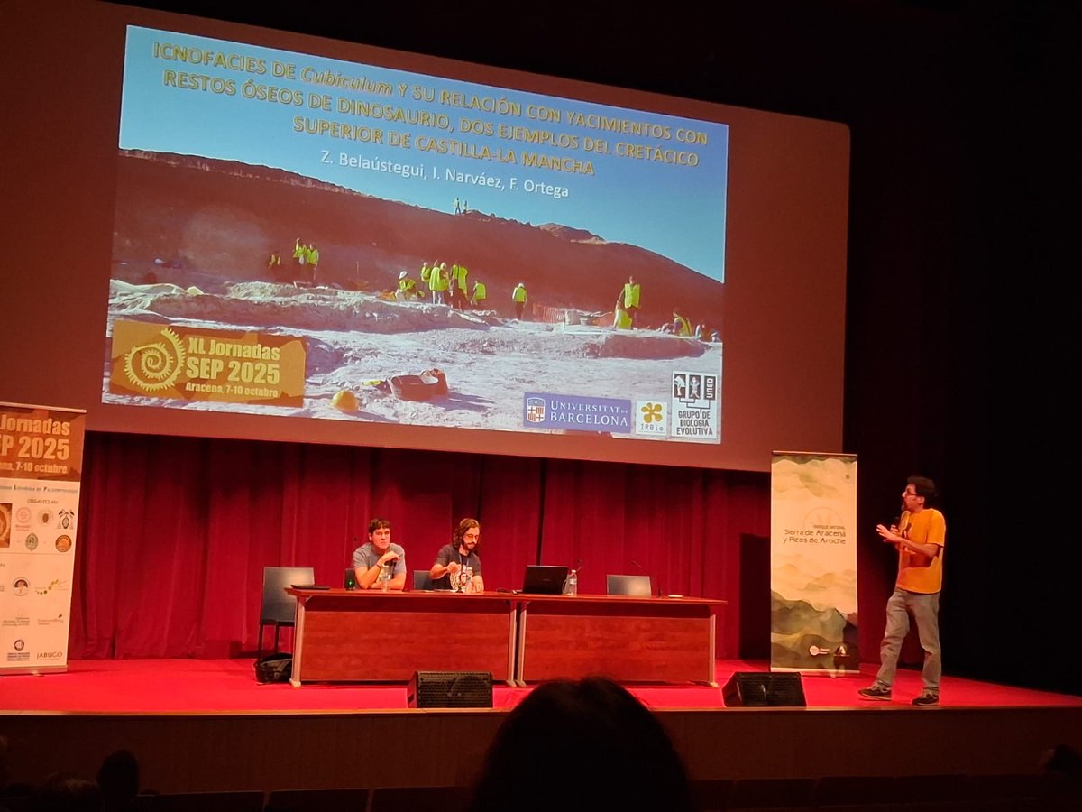Godzillin's tweet photo. Icnofacies de #Cubiculum en yacimientos del #Cretรกcico Superior de Castilla-La Mancha, comunicaciรณn presentada por Z. Belaรบstegui (@ZBelalugosi) et al. en las XL Jornadas de la @Sepaleontologia celebradas en #Aracena (#Huelva)
โถ๏ธ https://t.co/Yn01g6YzvO
#SEP2025 #ichnology https://t.co/aOAhfrgbft