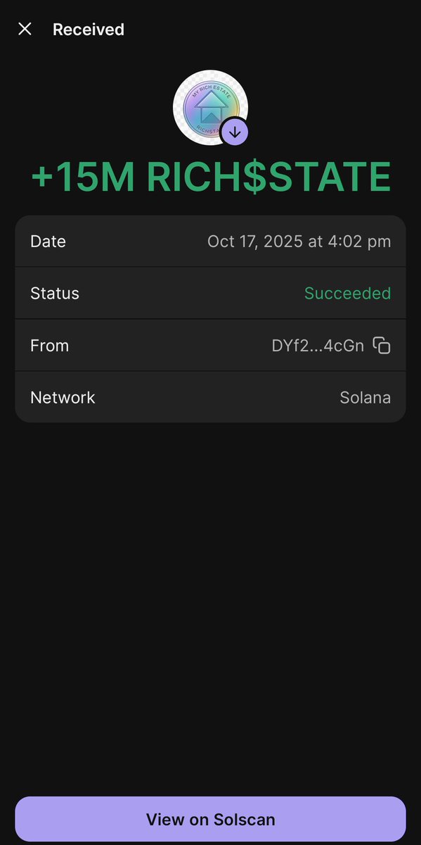 Bullets4B's tweet image. Just got air dropped 15 MILLION $RICH$TATE just as promised🔥  
MY REAL ESTATE
📬 Address: 7EGM27e9E3NSveNPBeEzZ3MprhGo1V8n2AujpiDRqfWR
This dev’s a legend rewarding real holders 💸
building wealth, not just hype. Join us
@ESTATECOIN1