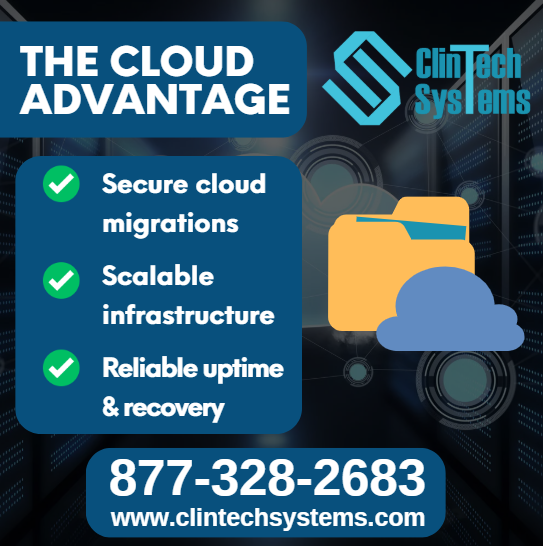 ClinTech Systems (@clintechsystems) on Twitter photo The Cloud Advantage
ClinTech brings:
✔ Secure cloud migrations
✔ Scalable infrastructure
✔ Reliable uptime & recovery
📞 877-328-2683
✉ info@clintechsystems.com
🌐 clintechsystems.com
#CloudComputing #HealthcareTechnology #ClinTechSystems The Cloud Advantage
ClinTech brings:
✔ Secure cloud migrations
✔ Scalable infrastructure
✔ Reliable uptime & recovery
📞 877-328-2683
✉ info@clintechsystems.com
🌐 clintechsystems.com
#CloudComputing #HealthcareTechnology #ClinTechSystems
